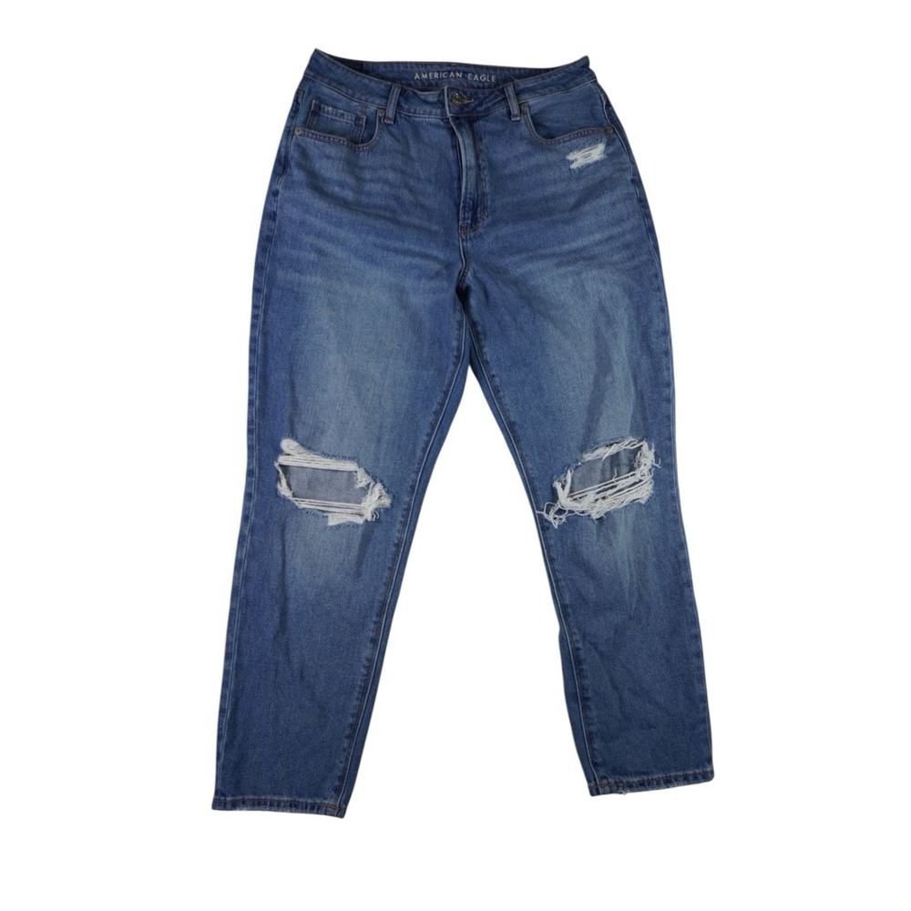 American Eagle Women's Size 14 Regular Distressed Straight Leg Jeans
